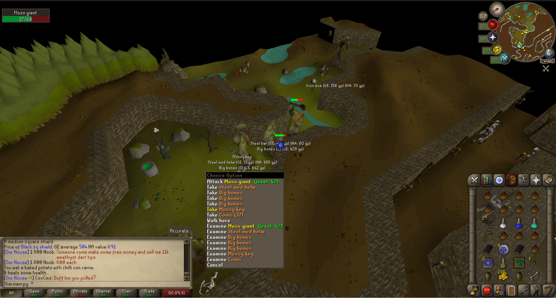 Varrock Sewers is the most common place to slay moss giants. 