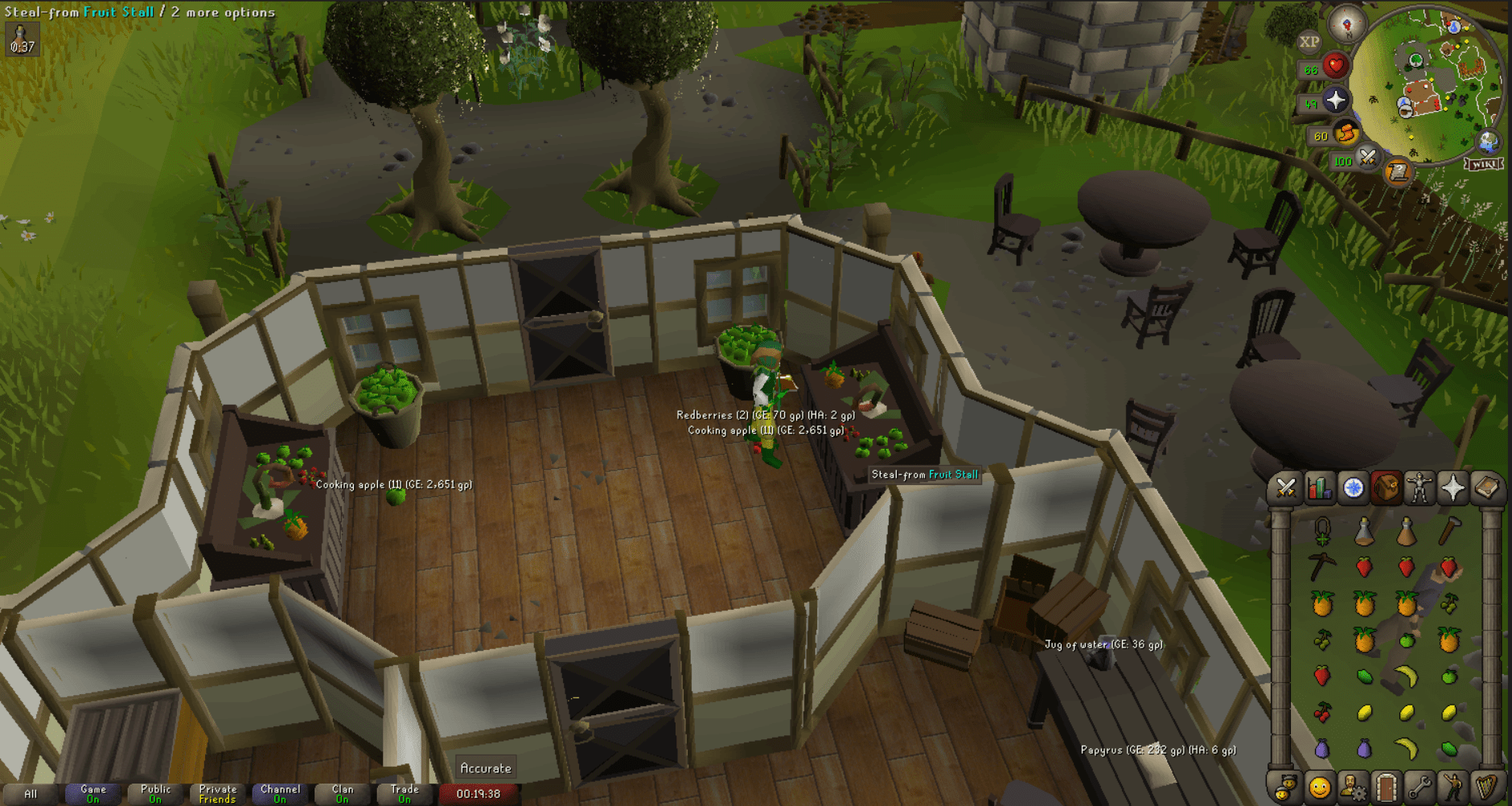 The Hosidius fruit stalls are decent mid-level Thieving exp per hour.