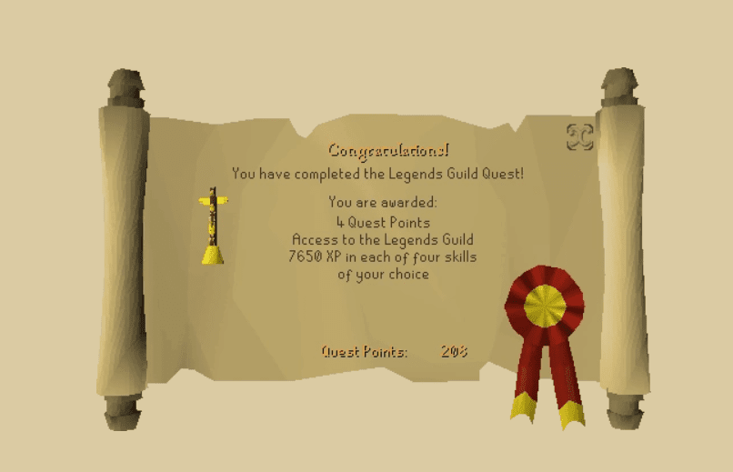 Legends Quest reward scroll