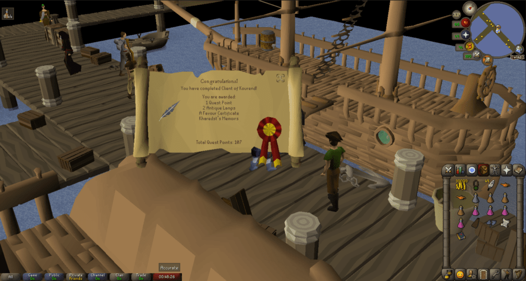 For a beginner level quest, Client of Kourend has good rewards.